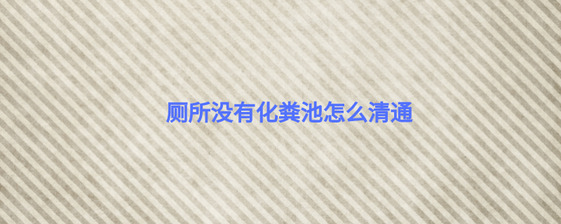 厕所没有化粪池怎么清通